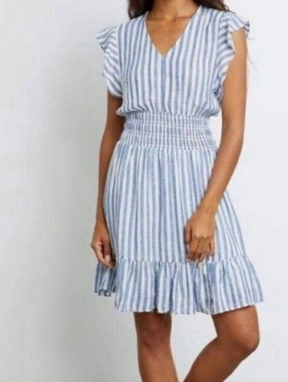 Rails Tara Blue Stripe Linen Blend Dress